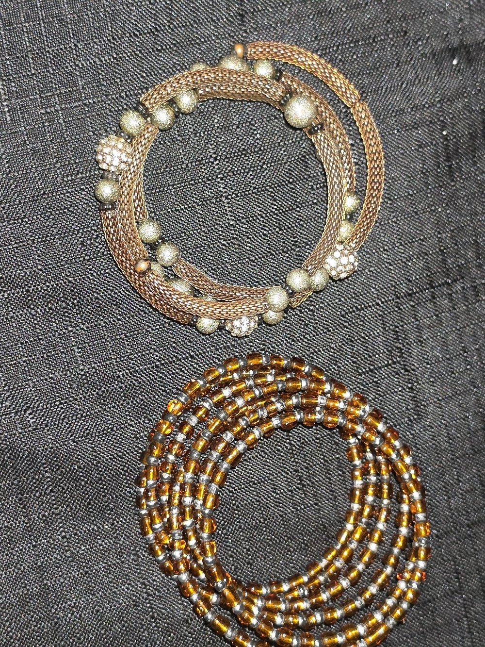 Gold and Amber Coil Bracelets - Elegant Women’s Jewelry